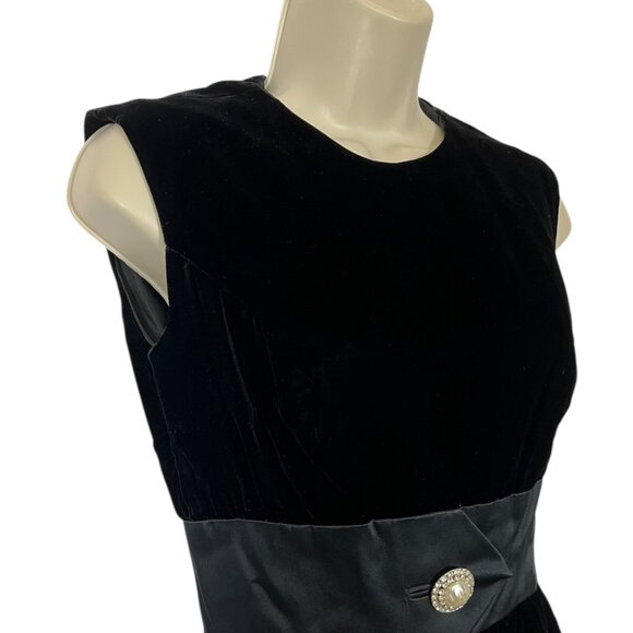 1960s Vintage Nat Kaplan Black Velvet Cocktail A-Line Dress Size 2 XS - Picture 3 of 6